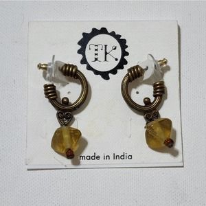 TRESKA Pale Yellow beaded‎ dangle chandelier earrings new!!!